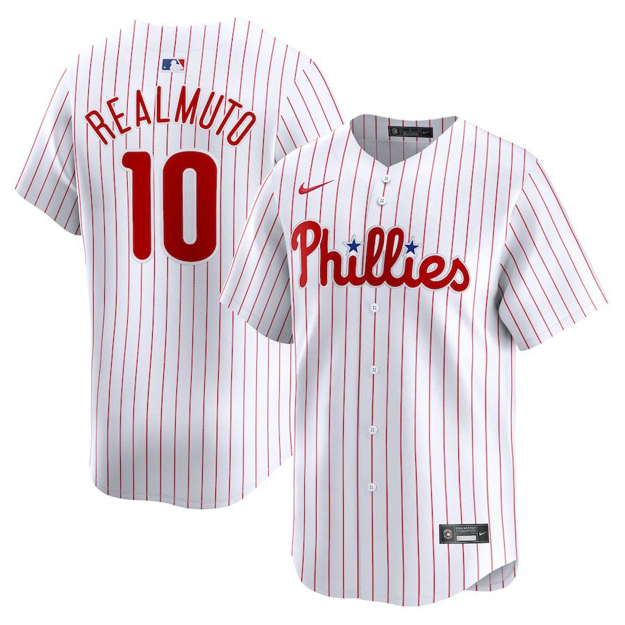 2024 MLB Men Philadelphia Phillies 10 J.T.Realmuto Nike White Home Limited Player Jersey